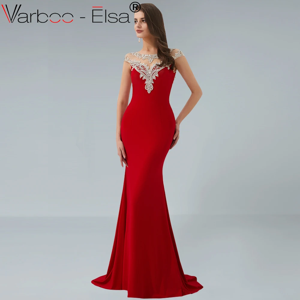 Женское вечернее платье Русалка VARBOO_ELSA Красное длинное с открытой спиной