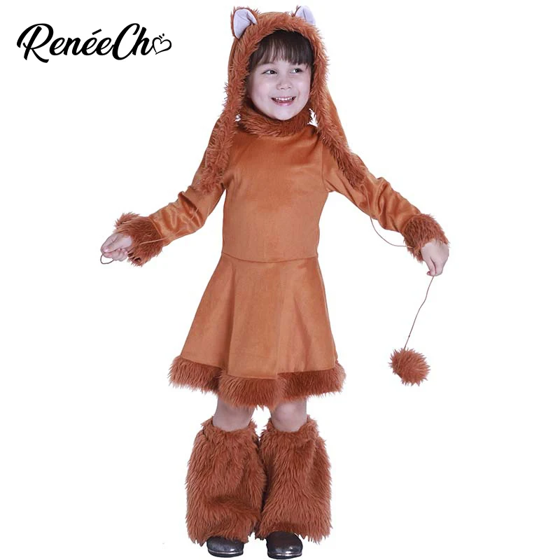 Reneecho/костюм для косплея с милыми животными для девочек на Хэллоуин, детские костюмы лисицы, зимнее платье для малышей, одежда для карнавала, вечеринки