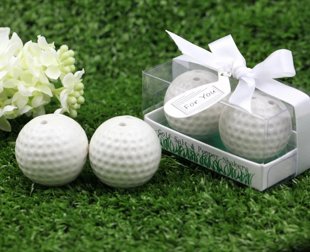 (60 компл./лот) Бесплатная доставка + белый шар для гольфа Дизайн Солонка и перца
