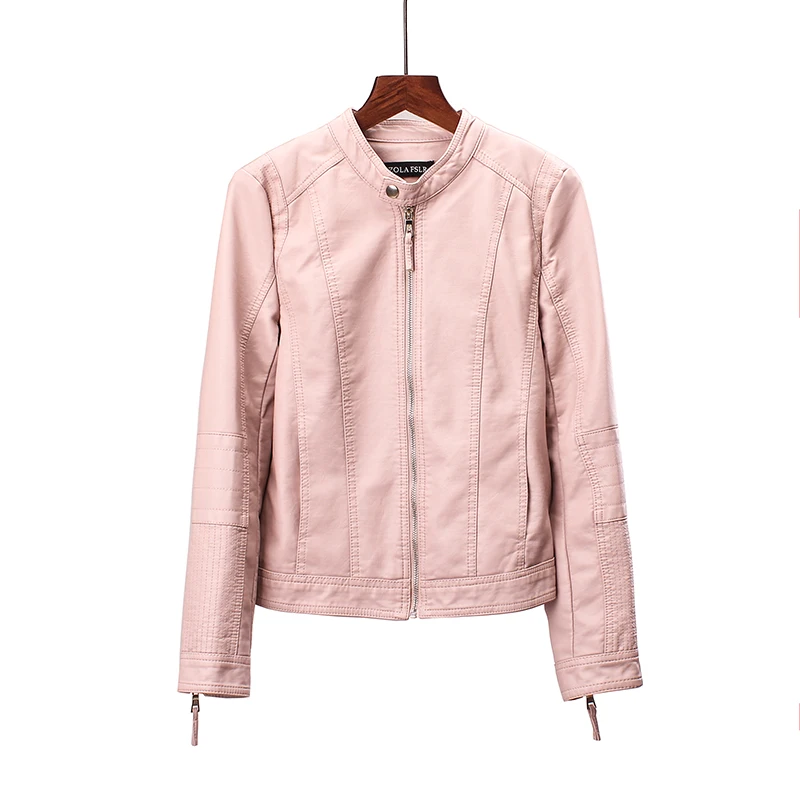 Женская Байкерская кожаная куртка Fitaylor короткая приталенная байкерская из