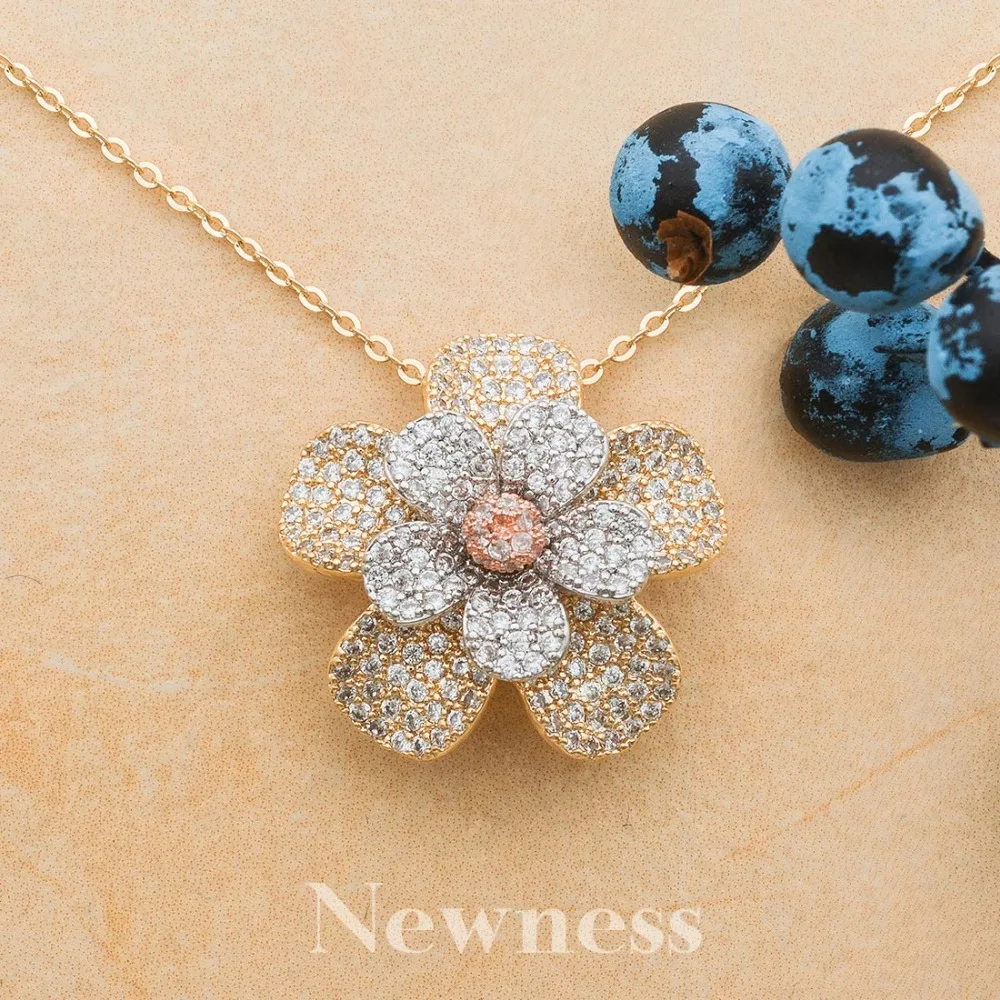 Цепочка с подвеской в виде цветущего цветка 3 цвета|Подвески| |