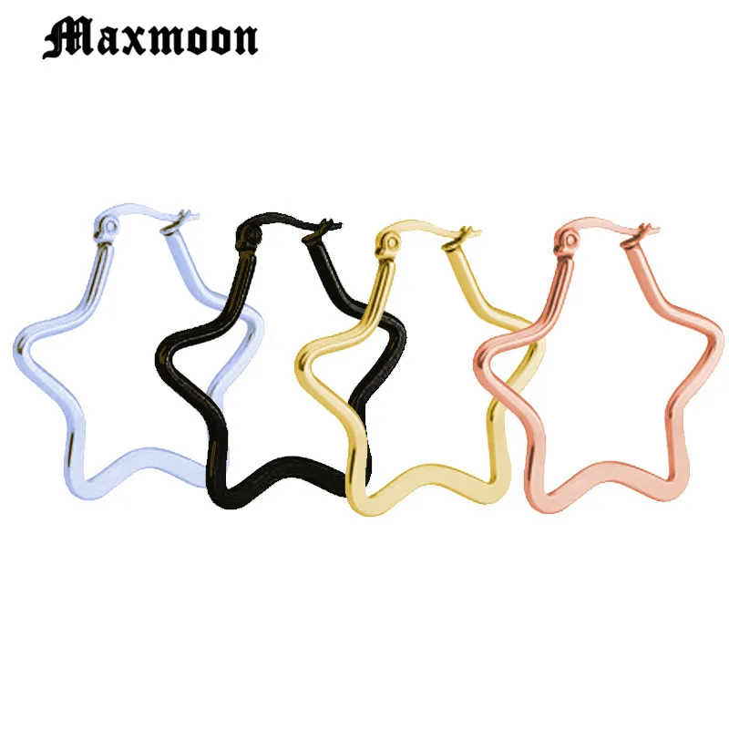 Maxmoon модные золотые и серебряные большие серьги кольца в форме звезды крупные