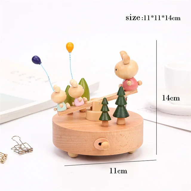 Bear cub board Тип 8 деревянная карусель музыкальная шкатулка деревянные поделки Ретро День рождения Рождественский подарок Детская игрушка украшение комнаты аксессуары Подарки - Цвет: Bear cub board
