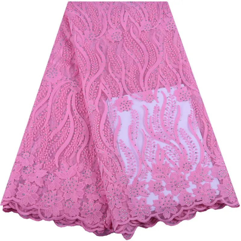 

Pink Milk Silk Lace High Quality Nigerian Tulle Lace Fabrics Latest Mesh African Lace Fabric Bride French Net Lace Fabric S1535