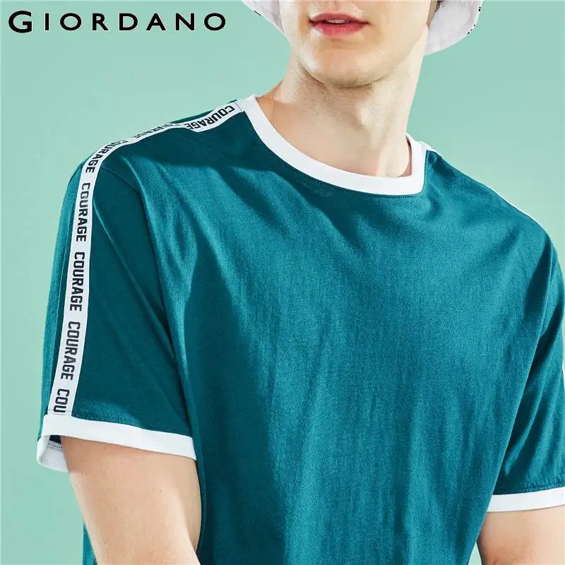Giordano.мужская футболка с круглым воротом и короткими рукавами имеется печатный