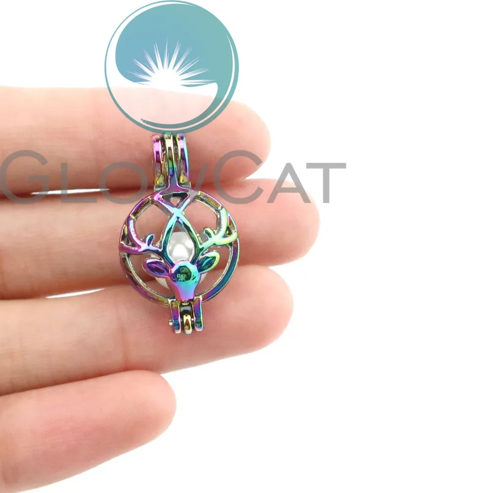 Rainbow Colors Xmas Tree Stocking Sock Elk Bell Beads Cage Perfume Diffuser Oyster Pearl Locket Pendant Christmas Gift | Украшения и