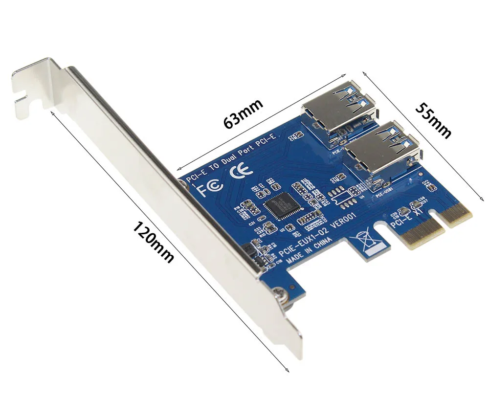 PCIe Riser карта от 1 до 2 PCI E 1X 16X слот с USB 3 0 кабель питания Майнинг адаптер конвейер