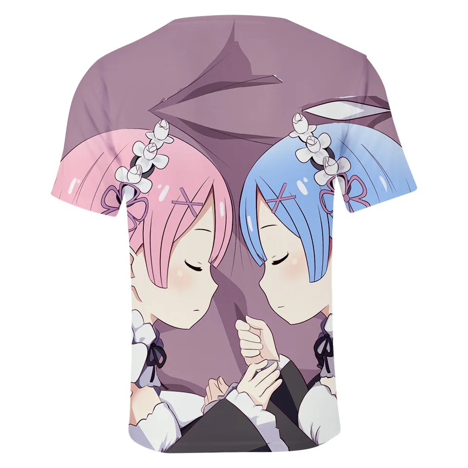 Футболка Re Zero для мужчин женщин детей аниме одежда Kawaii милый топ девочек Rem и
