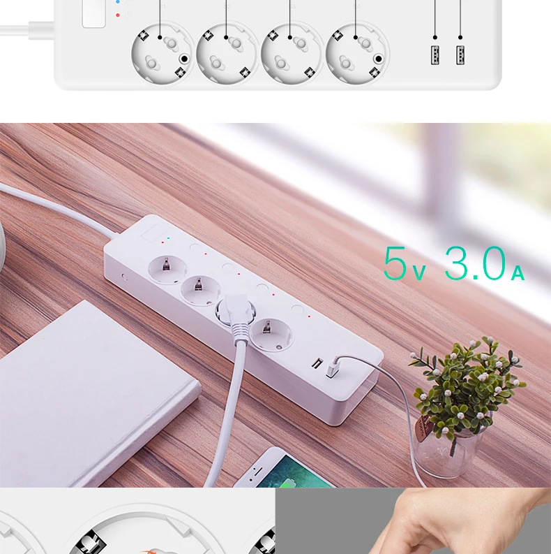 Lonsonho Wifi умная лента питания USB 16A 4000 Вт монитор питания 3.0A Быстрая зарядка работает с Alexa Google Home Mini Tuya Smart Life