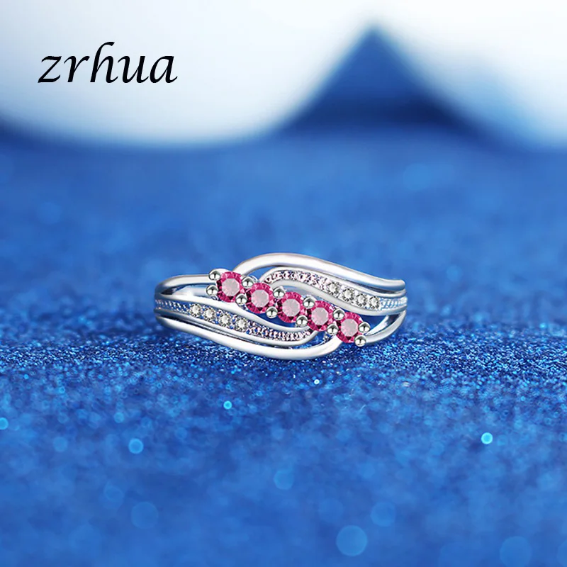 Оригинальное кольцо ZRHUA из серебра 925 пробы шикарные блестящие циркониевые