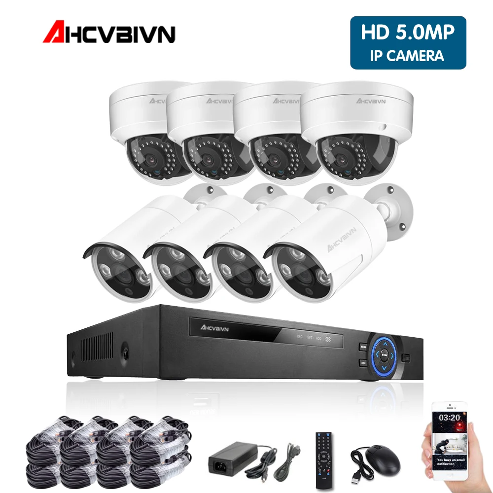 8CH 5MP NVR Беспроводной Wi-Fi аудио звук CCTV система безопасности 5MP купольная ИК камера домашний комплект видеонаблюдения