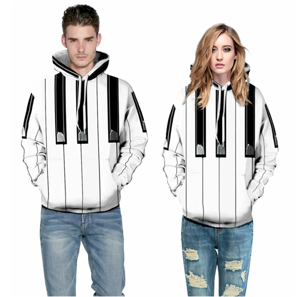 

2019 winter Hip Hop Men/Women's 3D Funny Pullovers Digital Print piano keys Hooded Long Sleeve Loose Polyester Hoodies For Boys