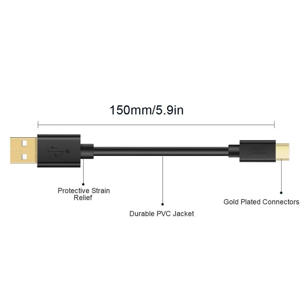 CableCreation короткий USB C кабель 6 дюймов Type (USB до A 2 0) совместимый с MacBook 12 Galaxy S10 и т. д. |