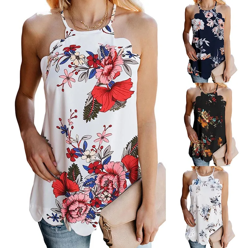 Женский свободный камзол без рукавов с принтом сексуальный топ на бретелях