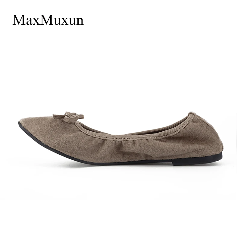Женские складывающиеся балетки Maxmuxun черные эластичные с бантом вечерние туфли
