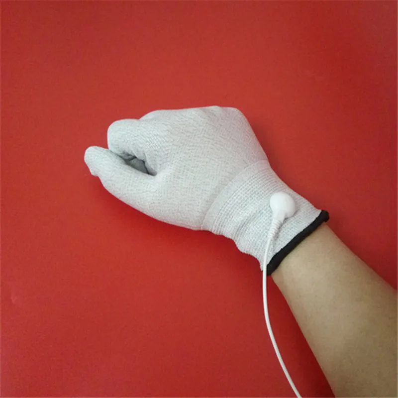 Barato Estimular La Mano Nervio Mano Masajeador Conductor De Plata De Fibra De Guantes Se Utiliza Con EMS/decenas Masajeador Tamaño Libre Guantes De Masaje De 20 Piezas