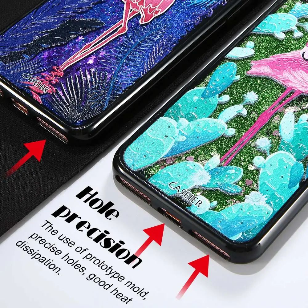 Caseier чехол для телефона iPhone 6 6s 7 8 Plus Жидкий блеск зыбучий песок Чехлы IPhone X 3D рельеф