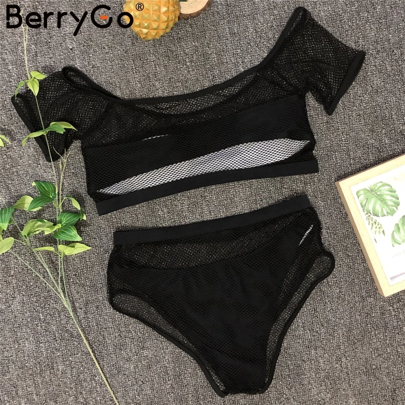 BerryGo сексуальный сетчатый мягкий комплект бикини пуш-ап из двух частей женский