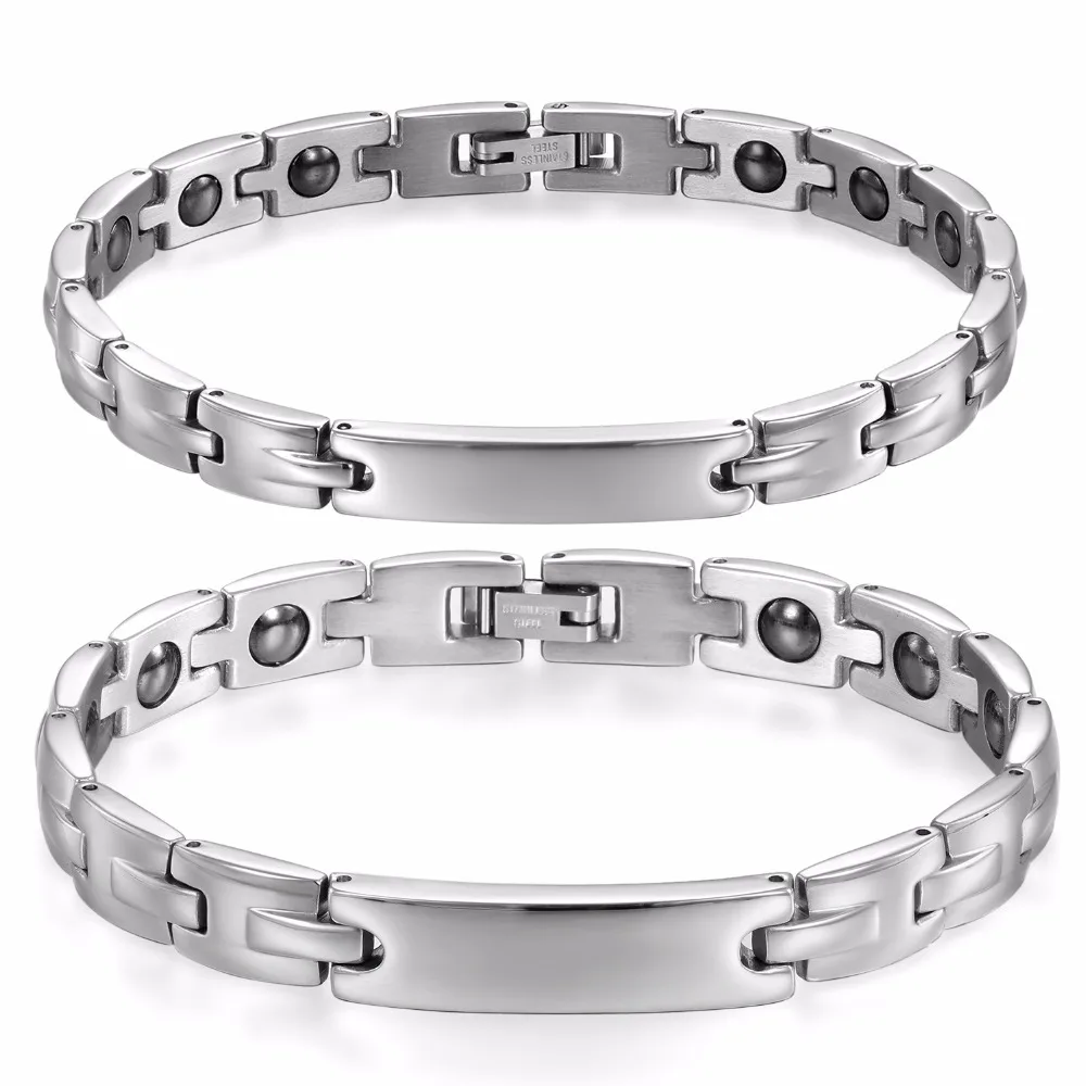 

BONISKISS Fashion Bio Energy Healthy Magnetic Stainless Steel Lovers' Bracelet for Men Therapy Magnets Bangle