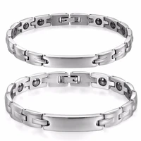 boniskiss fashion bio energy healthy magnetic stainless steel lovers bracelet for men therapy magnets bangle