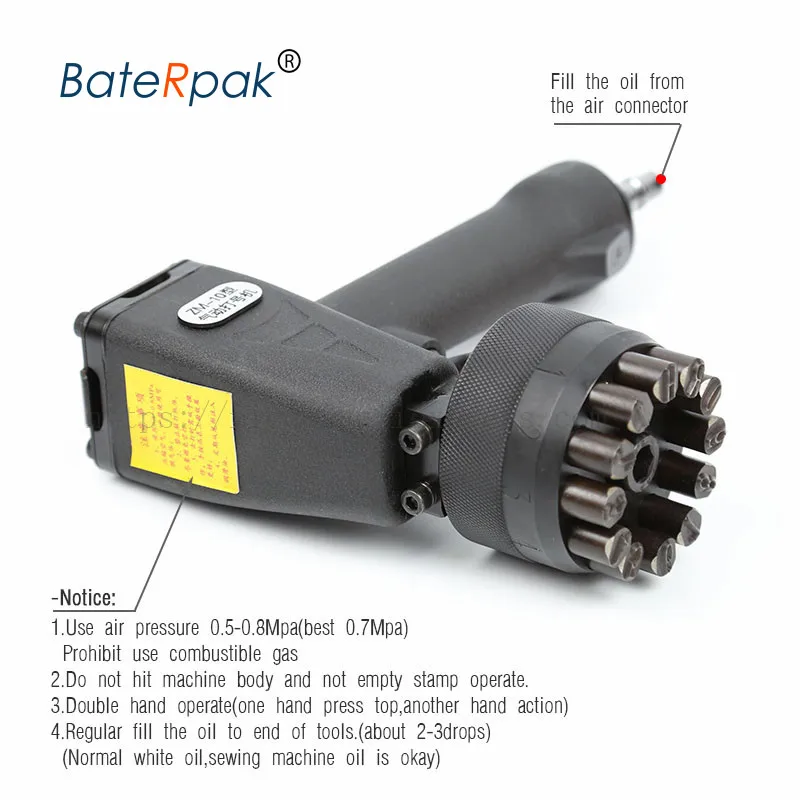 ZM-10 BateRpak Portale пневматическая ударная маркировочная машина, металлическая пластина кодер маркер, 0-9numbers+ 2 алфавита, индивидуальная кодировочная машина