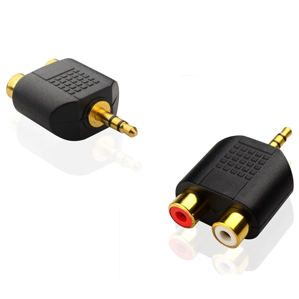Позолоченные 3 5 мм стерео до 2 RCA фотовспышки|stereo adapter|stereo 3.5mm3 5mm adapter |