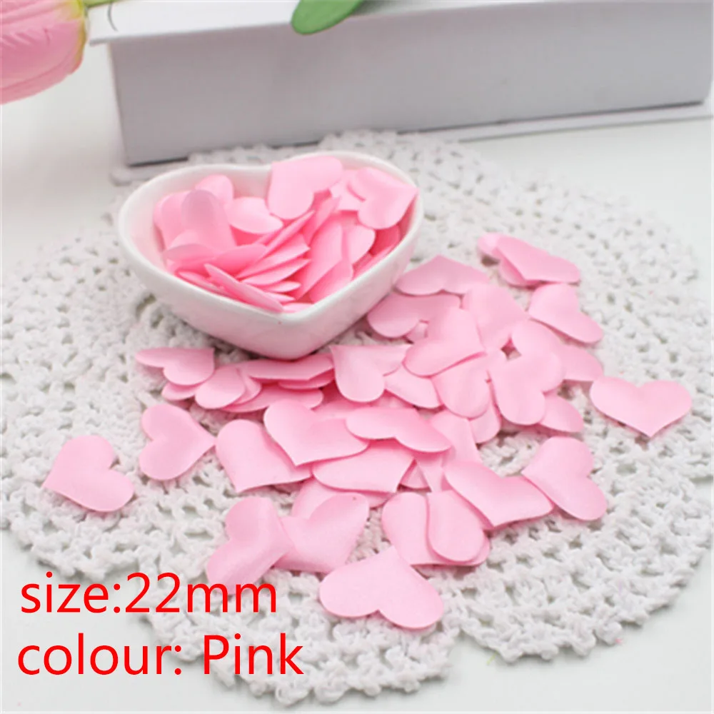 22mm-pink 100 шт шелковая губка атласная ткань Милые Лепестки в форме сердца свадебные конфетти DIY романтические сердца тканевые украшения аксессуары для скрапбукинга - Цвет: 22mm-pink