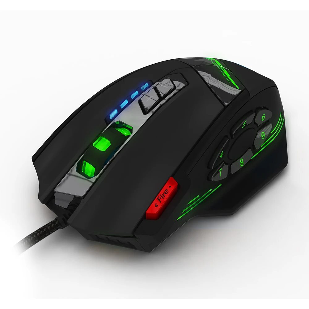 USB мышь компьютерная ZELOTES 12 программируемых кнопок 4 оптических настраиваемых DPI 7