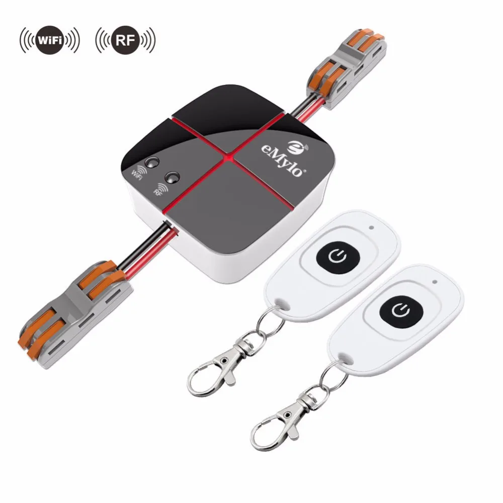 

eMylo Smart Wifi Relay Switches Wireless 433Mhz RF Remote Control Compatible with Alexa, Google Home AC 90V-250V 1 Channel