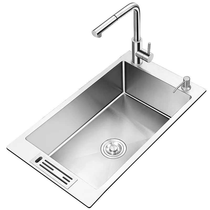 

manual kitchen sink faucet package more 3 mm 304 large single groove side basins in paragraph 3834 stainless steel single bowl