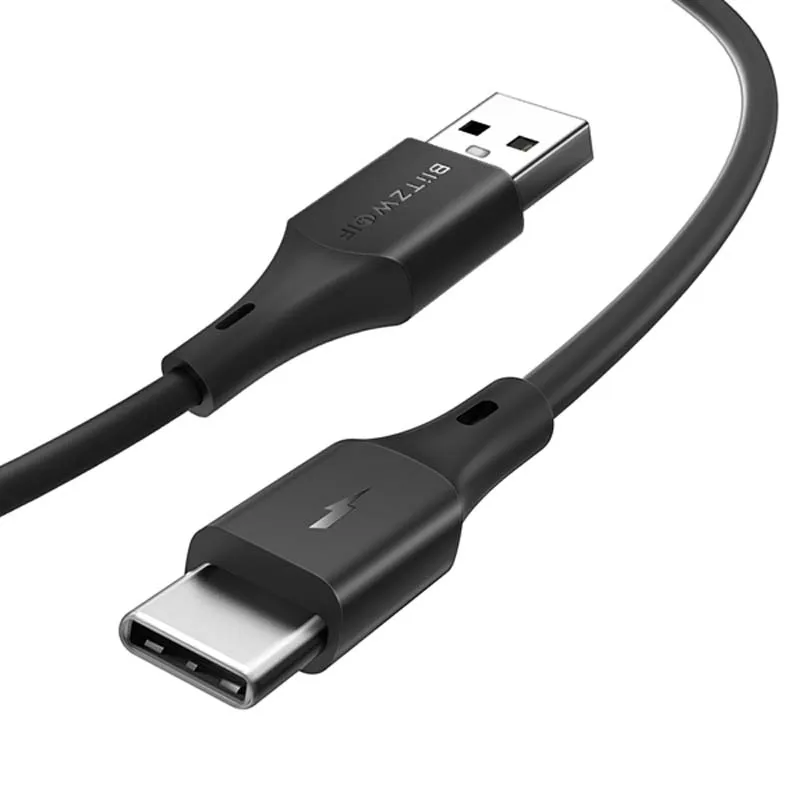 BlitzWolf 2 в 1 3A usb type-C кабель передачи данных для быстрой зарядки 3 фута/0,9 м для Oneplus 6 для Xiaomi Mi8 Mix Для huawei USB зарядное устройство Шнур - Цвет: Черный