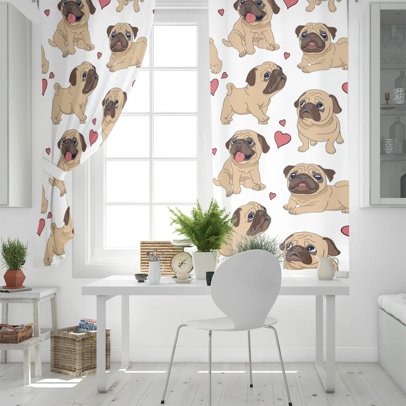 Dear шторы для дома мопса милый дизайн сердца декор гостиной|Занавески| |