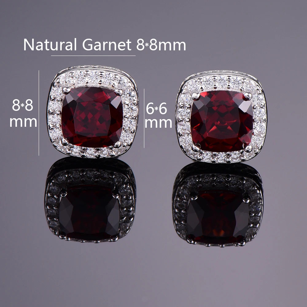 Buulooai гранат 2.4ct натуральный Серьги стерлингового серебра 925 Классические