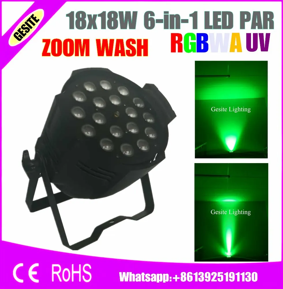 2 шт./лот Бесплатная доставка 8 шт. Профессиональный 18x18 Вт Led Par свет с зумом 330 10