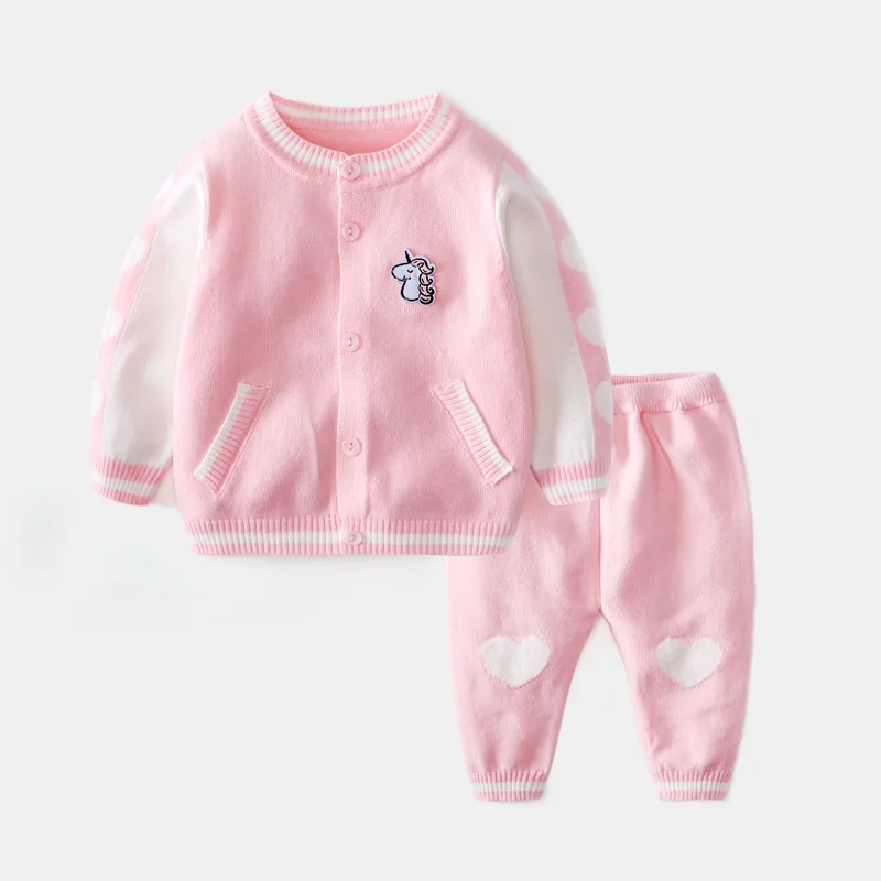 Одежда для маленьких девочек 2019 весенний вязаный кардиган свитер и штаны