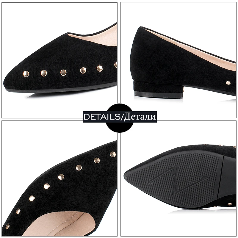 JK 2019 Spring New Casual Women Flats Pointed Toe Footwear Shoes Slip-On Flat Sole Fashion Metal Decoration Flock Woman | Обувь