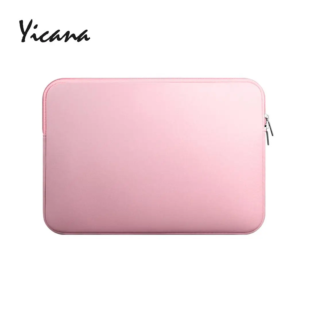 Чехол Yicana для ноутбука 11, 12, 13, 14, 15,6 дюймов, MacBook Air Pro, ультрабук, ноутбук, планшет, компьютер, портативная мягкая сумка на молнии - Цвет: Pink
