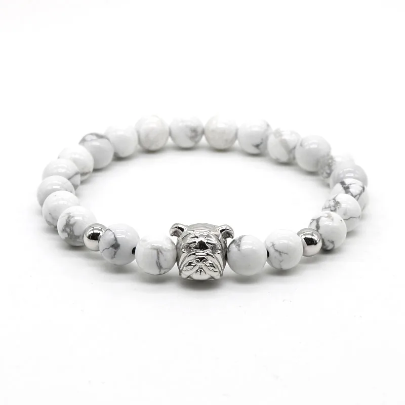 Мужской браслет с бусинами из белого камня золотистого цвета ювелирное