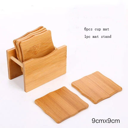 6pcs mat 1pc stand XMT-HOME бамбуковый деревянный коврик для зеленого чая улун, чашки для чая пуэр, Сервировочные лотки, теплоизоляционный чайный набор для кунг-фу, аксессуары - Цвет: 6pcs mat 1pc stand