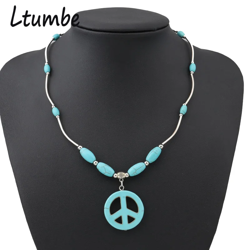 Ltumbe Boho Натуральный Камень Бисер винтажные подвески для ожерелий знак мира ожерелья для Для женщин шарма ювелирных изделий Новое поступление в форме сотуара