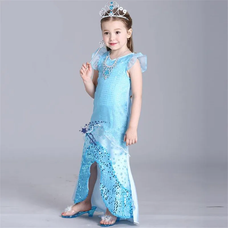 Детский Рождественский Костюм Русалки для косплея ожерелье платье с короной