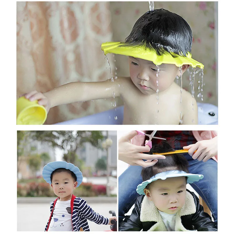 Gorro de champ&uacute; de espuma EVA, gorro de ducha para beb&eacute;, gorro de protecci&oacute;n para el cabello para ba&ntilde;o de ni&ntilde;os, suave y ajustable, 2017-4
