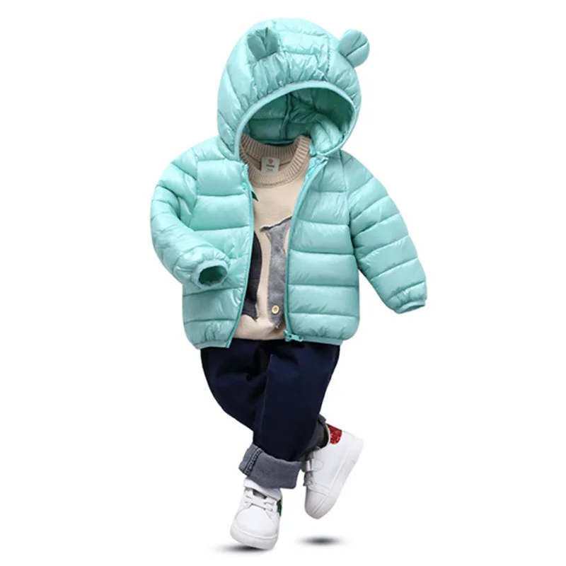 Light Children Jacket Cute Outerwear Boy And Girl Autumn Warm Down Ears Hooded Coat Teenage Parka Kids Winter Size 6M-4T | Детская