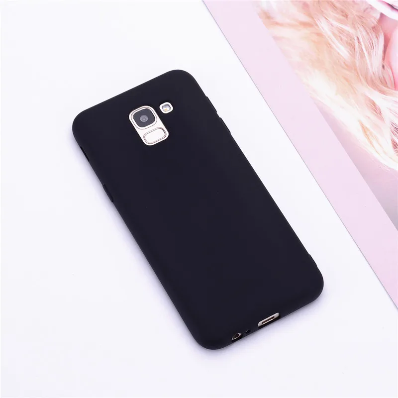 Цвет матовый чехол для samsung Galaxy A10 A20 A30 A40 A50 J3 J5 J7 J1 A6 A8 A7 J6 J4 Plus J2 A40 A50 силиконовый чехол - Цвет: Black