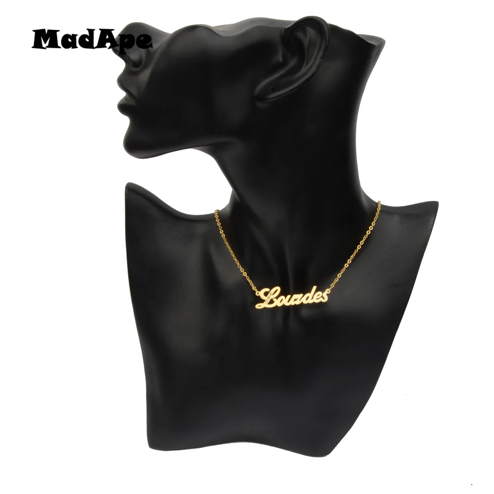 MadApe &quotLourdes&quot Name Necklace 316L Stainless Steel Pendant Chain Custom Personalized For Men Women Jewlry | Украшения и