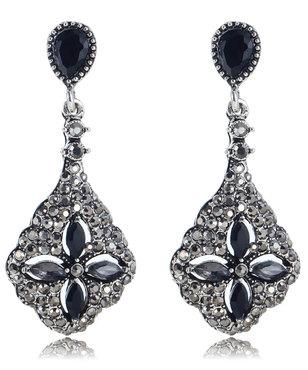YaYi Jewelry New White Gray Rhinestone Dangle Crystal Earring Women's Fashion Ancient Silver Color Gem Earrings Gift 1208 | Украшения и