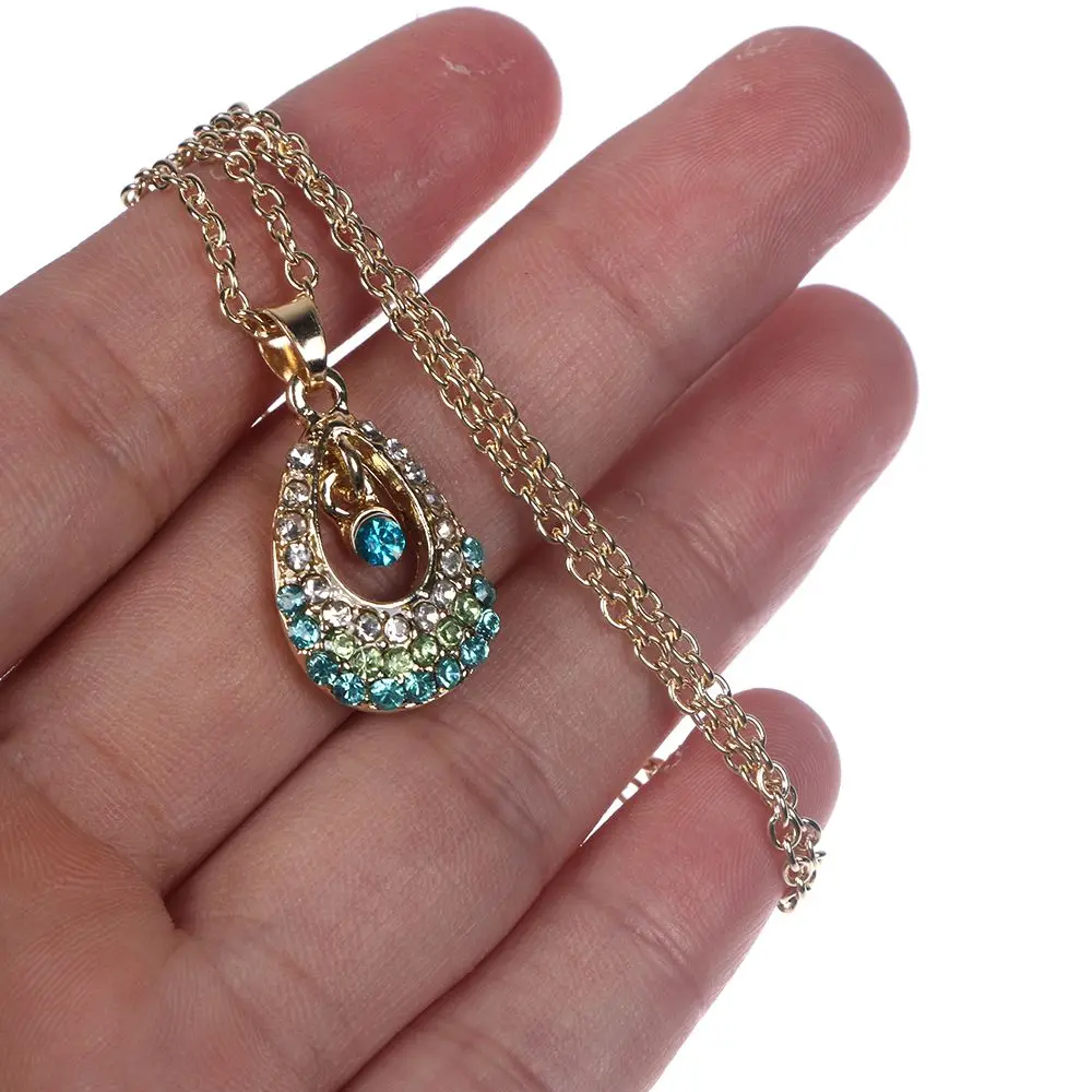 Ожерелье золотого Ангела со стразами в форме капли Красочные Стразы ожерелье