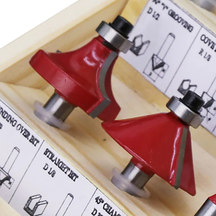 12pcs/15pcs 1/4 or 1/2 Milling Cutter Set Carbide Router Kit for Woodworking Engraving Machine Electric Wood Trimmer | Инструменты