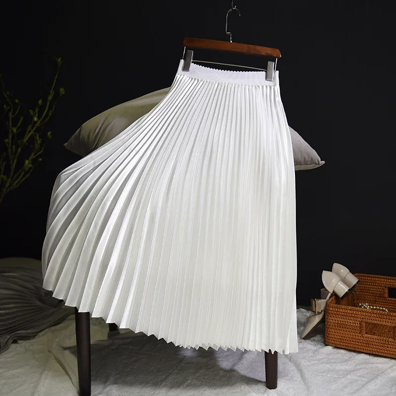 Женская плиссированная юбка средней длины с эластичной талией 11 цветов | Юбки
