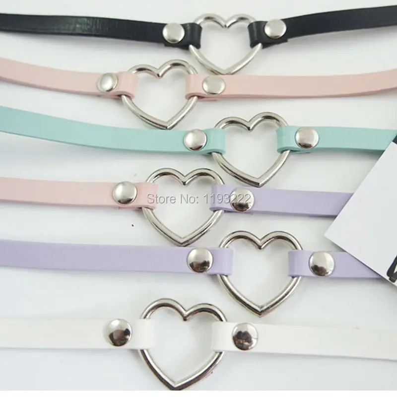 100% Handcrafted Girl Punk Rock Amo Gothic Real Leather Heart Choker Collar Necklace | Украшения и аксессуары
